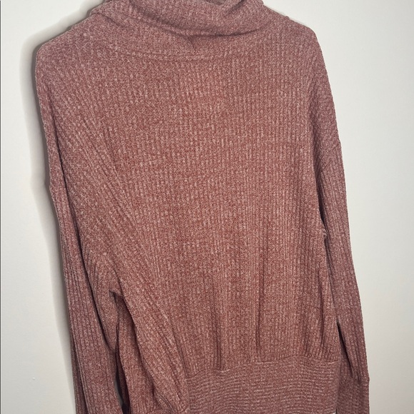 Anthropologie Saturday Sunday Pink Waffle Knit Cowl neck pull over sweater - Picture 9 of 9